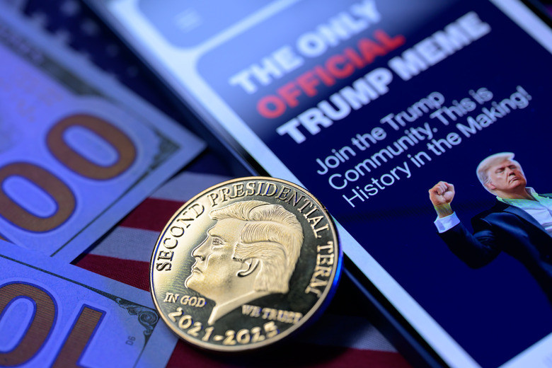 This photo illustration shows the representation of the $Trump meme coin in Brussels, Belgium, on February 13, 2025. (Photo by Jonathan Raa/NurPhoto via Getty Images)