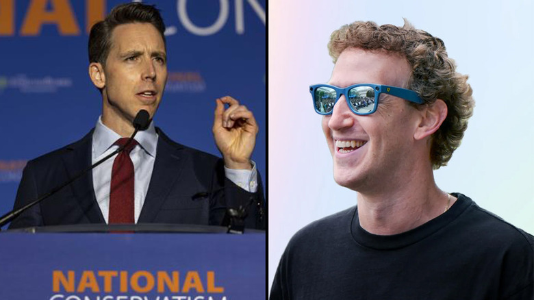 L: US Sen. Josh Hawley, R: Meta CEO Mark Zuckerberg