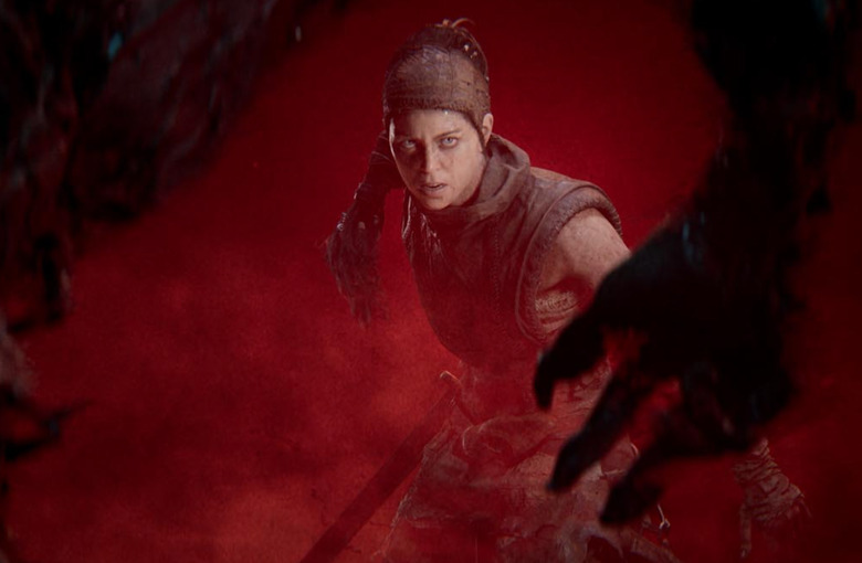 A shot of Senua looking fierce.