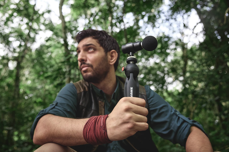 The microphone and a man.