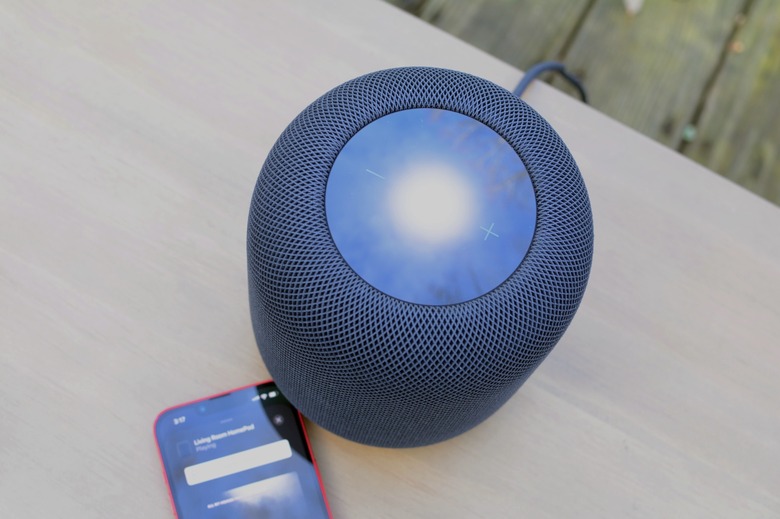 Top view of Apple HomePod smart speaker