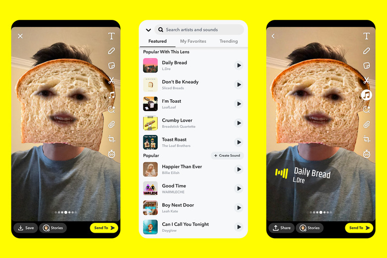 Snapchat Sounds Recommendations for Lenses