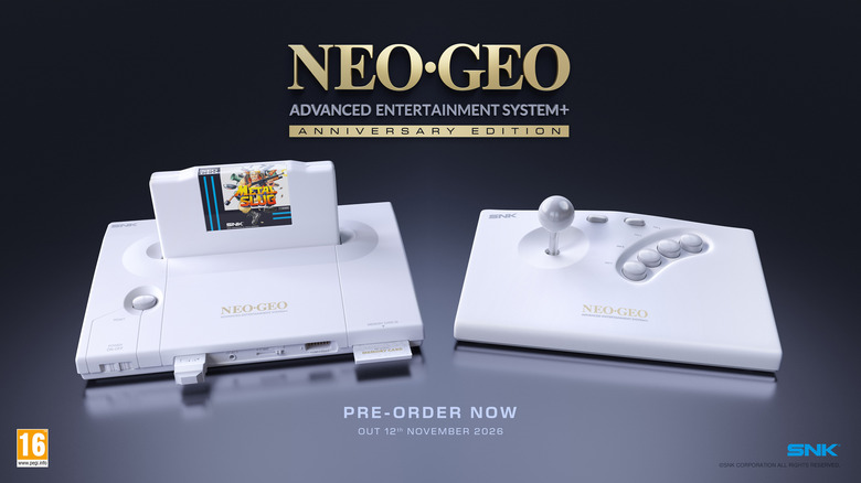 The Neo Geo AES+ anniversary bundle in white.