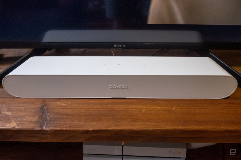 Sonos Ray soundbar in front of a TV