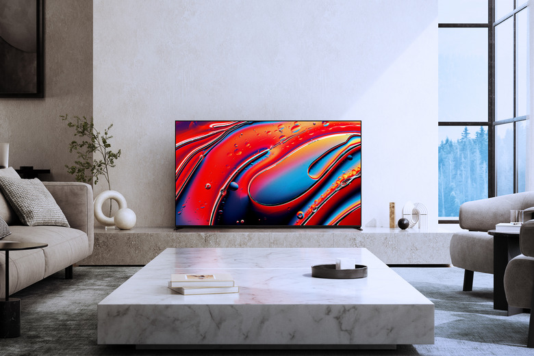 A TV in a fancy living room. 