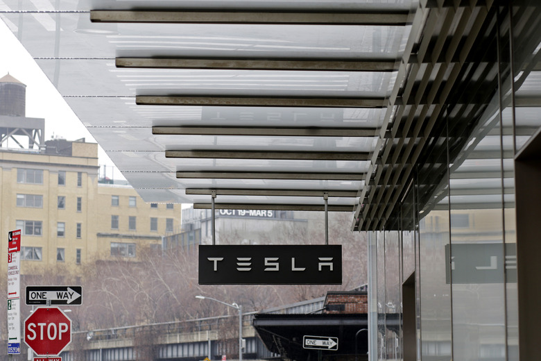 NEW YORK, NEW YORK - JANUARY 03: Exterior view of a Tesla showroom on January 03, 2023 in New York City. Tesla Inc. shares started 2023 by plunging more than 13% as they fell to $106.50 a share . (Photo by Leonardo Munoz/VIEWpress)