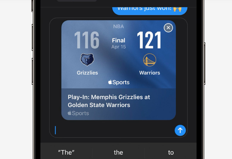 A card being sent in a text.