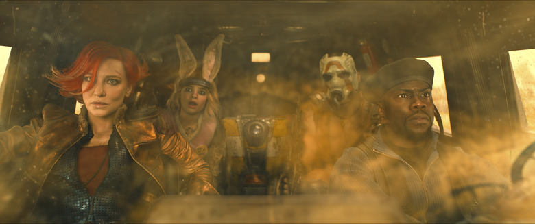 Cate Blanchett as Lilith, Ariana Greenblatt as Tiny Tina, Florian Munteanu as Krieg, and Kevin Hart as Roland in Borderlands. Photo Credit: Courtesy of Lionsgate