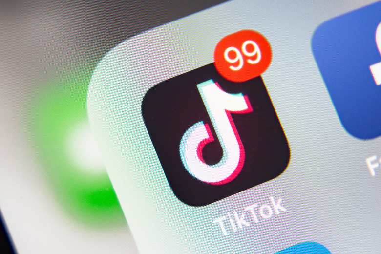 Tyumen, Russia - January 21, 2020: TikTok and Facebook application  on screen Apple iPhone XR