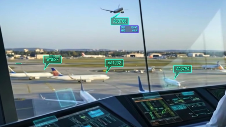 FAA air traffic controller ad showing gaming graphics over planes on a runway, April 2026.
