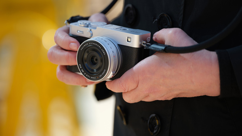 The X-E5 is Fujifilm's latest compact camera. It features a 40.2-megapixel X-Trans sensor. 