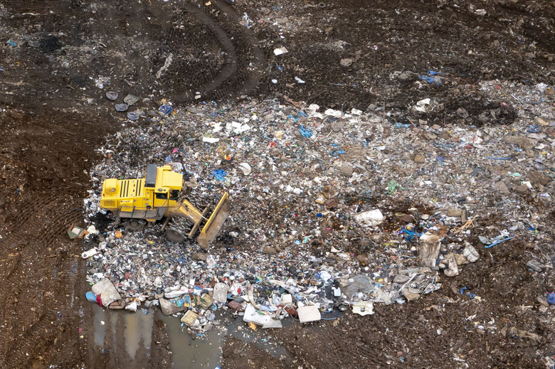 NEWPORT, WALES - MARCH 18: An aerial view of a Newport Council landfill site on March 18, 2022 in Newport, Wales. IT worker James Howells threw away a laptop in 2013 which contained 7,500 bitcoins which is worth £237m at today’s prices. James Howells has repeatedly asked Newport Council for permission to search the site to recover the laptop but permission has been refused. (Photo by Matthew Horwood/Getty Images)