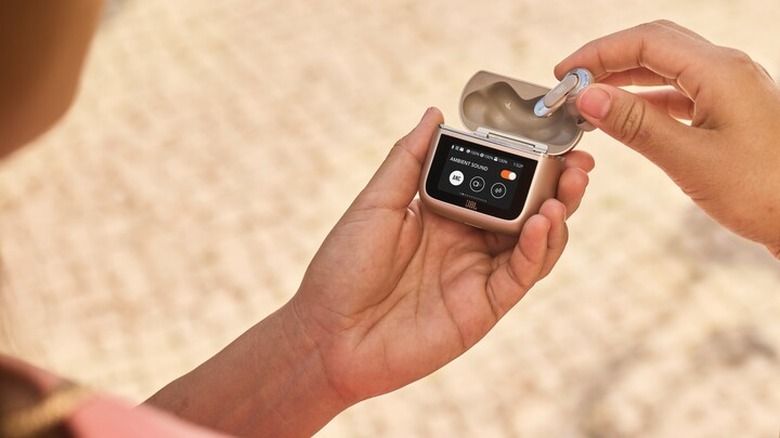 JBL Tour Pro 3 earbuds and smart charging case`