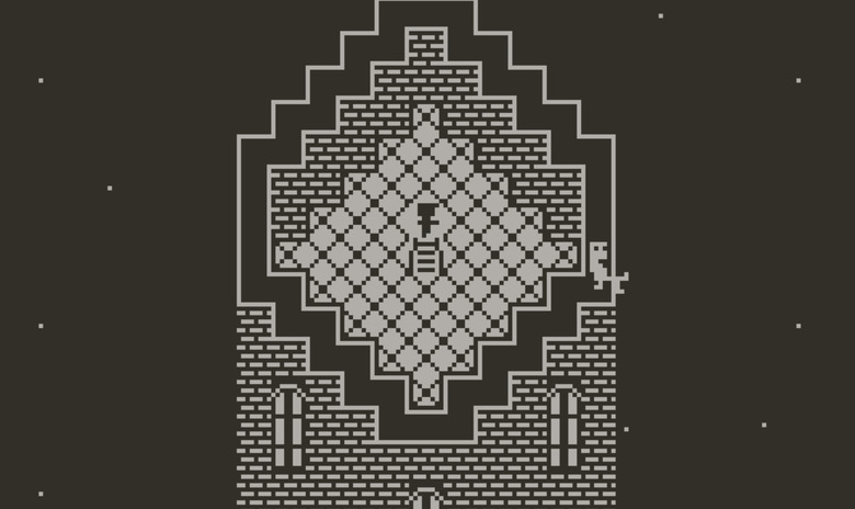 A still from the game The Keyper showing two figures in a watchtower