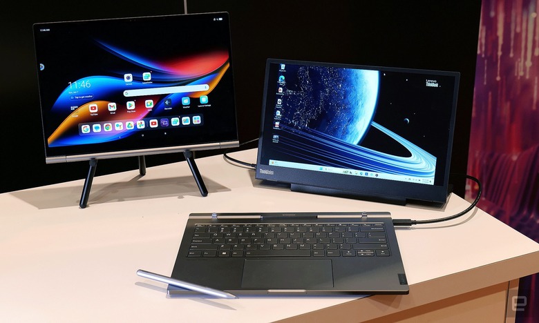 At CES 2024, Lenovo introduced a new ThinkBook that's made with the bottom half of a Windows laptop and a detachable 14-inch Android tablet as a display. 