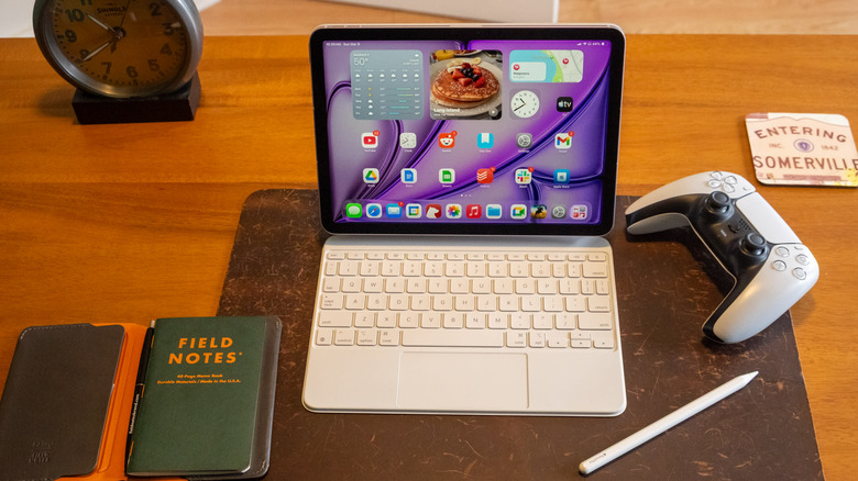 Apple's iPad Air M4 and the Magic Keyboard accessory.