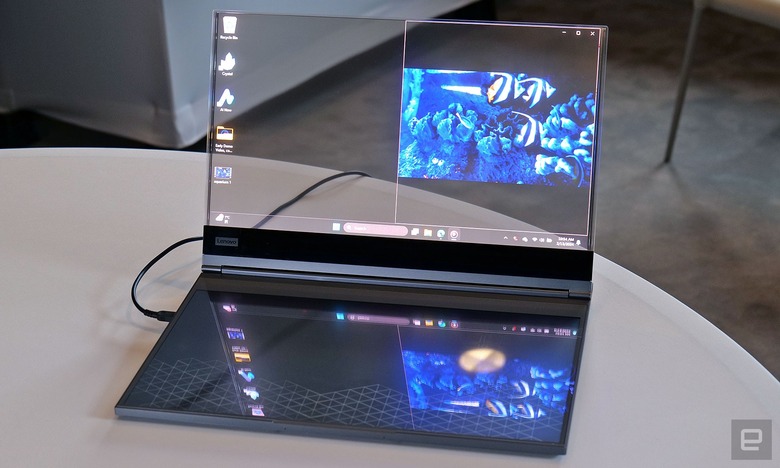 Lenovo's Project Crystal Concept device is said to be the world's first laptop with a transparent microLED display. 