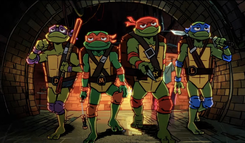 A still from the upcoming series Tales of the Teenage Mutant Ninja Turtles showing the four brothers