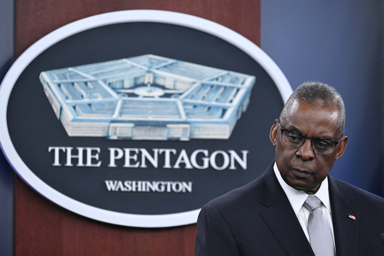 US Defense Secretary Lloyd Austin speaks during a press conference at the Pentagon in Washington, DC, on February 1, 2024. Austin apologized for concealing his prostate cancer diagnosis and hospitalization from US President Joe Biden and the rest of the government. (Photo by Andrew Caballero-Reynolds / AFP) (Photo by ANDREW CABALLERO-REYNOLDS/AFP via Getty Images)