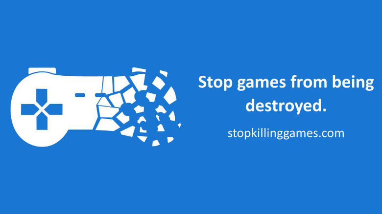 Stop Killing Games logo next to slogan and website.