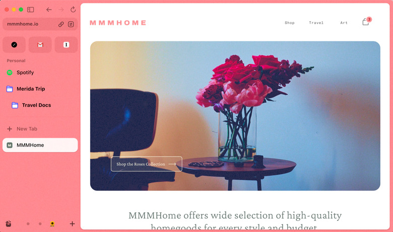 Screenshot of Arc browser.