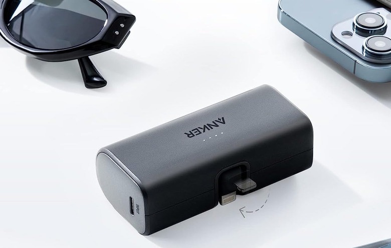 The Anker mini portable charger in black. 