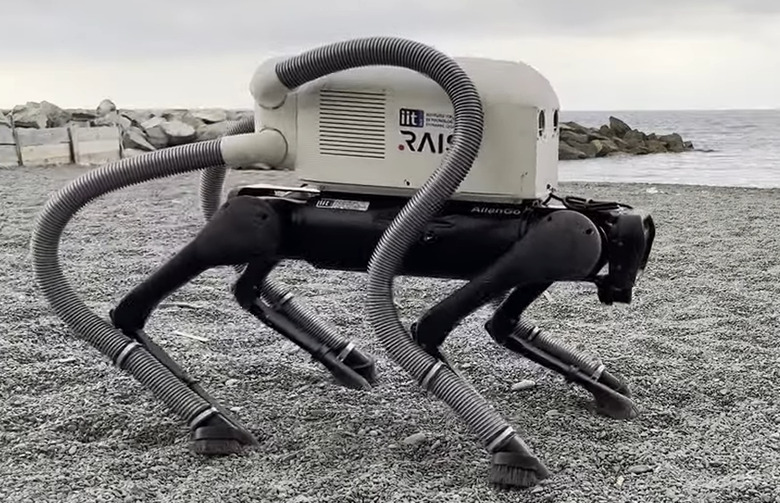 The VERO robot can identify and pick up trash with its leg mounted vacuums.