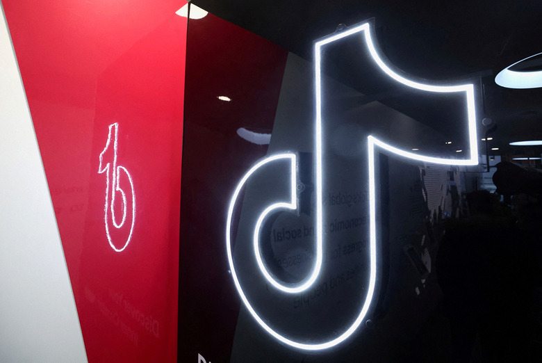 Logos of TikTok are seen at the TikTok house on the opening day of the 55th annual meeting of the World Economic Forum (WEF) in Davos, Switzerland, January 20, 2025. REUTERS/Yves Herman/File Photo