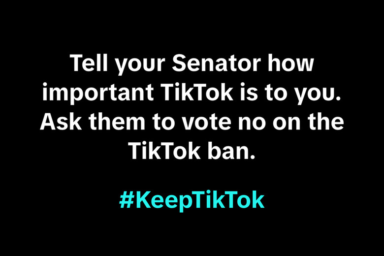 A TikTok in-app notification urging users to call their senators.