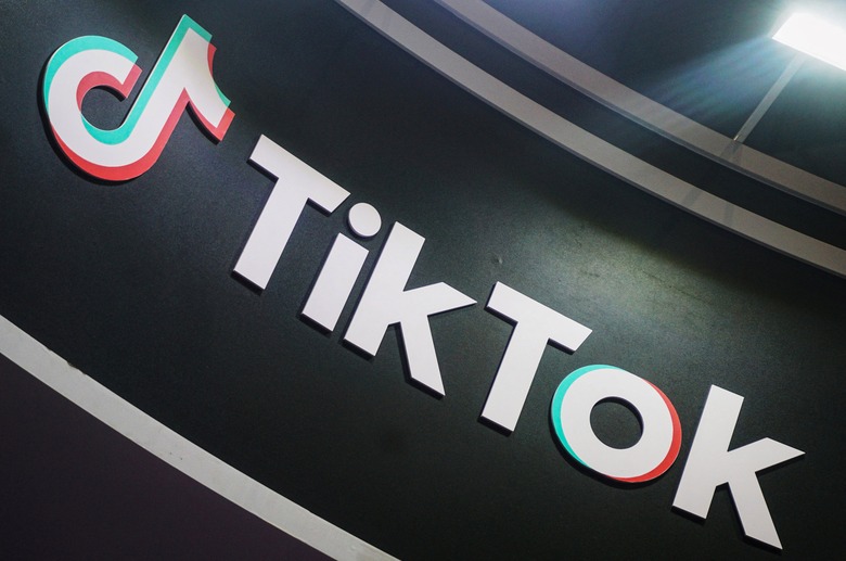 The logo of TikTok is seen during the China International Textile and Garment Supply Chain Expo in Hangzhou, in eastern China's Zhejiang province on December 5, 2024. (Photo by AFP) / China OUT (Photo by STR/AFP via Getty Images)