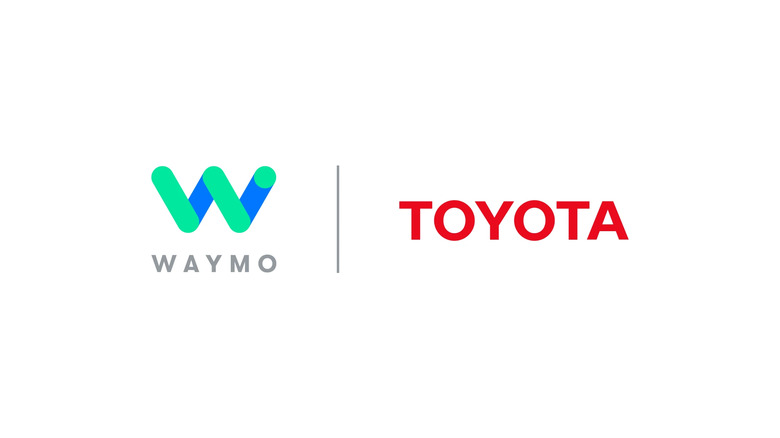 Logos of Waymo and Toyota.