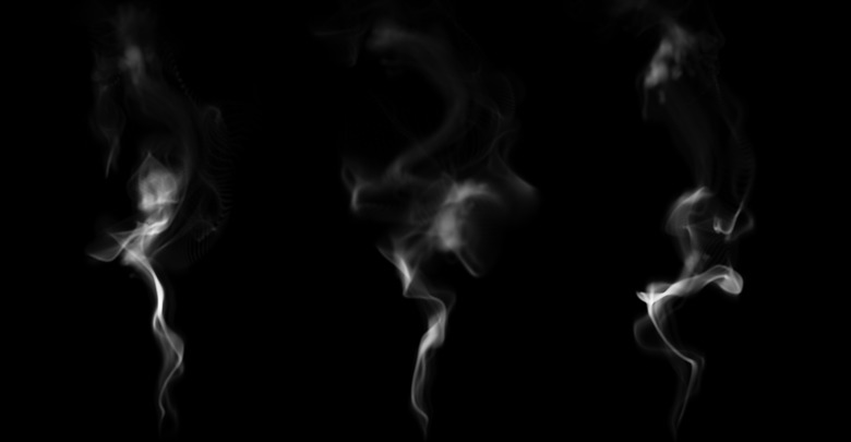 White Smoke or Vapor Collection Set over Black Background