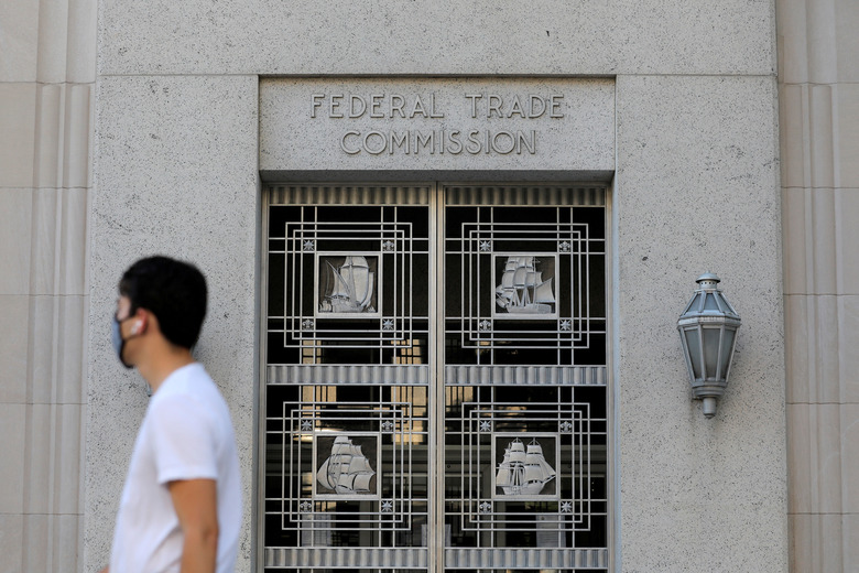 FILE PHOTO: Signage is seen at the Federal Trade Commission headquarters in Washington, D.C., U.S., August 29, 2020. REUTERS/Andrew Kelly/File Photo
