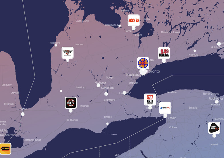 A screenshot of TuneIn's new Explorer feature, which puts the world's radio stations on an interactive map.