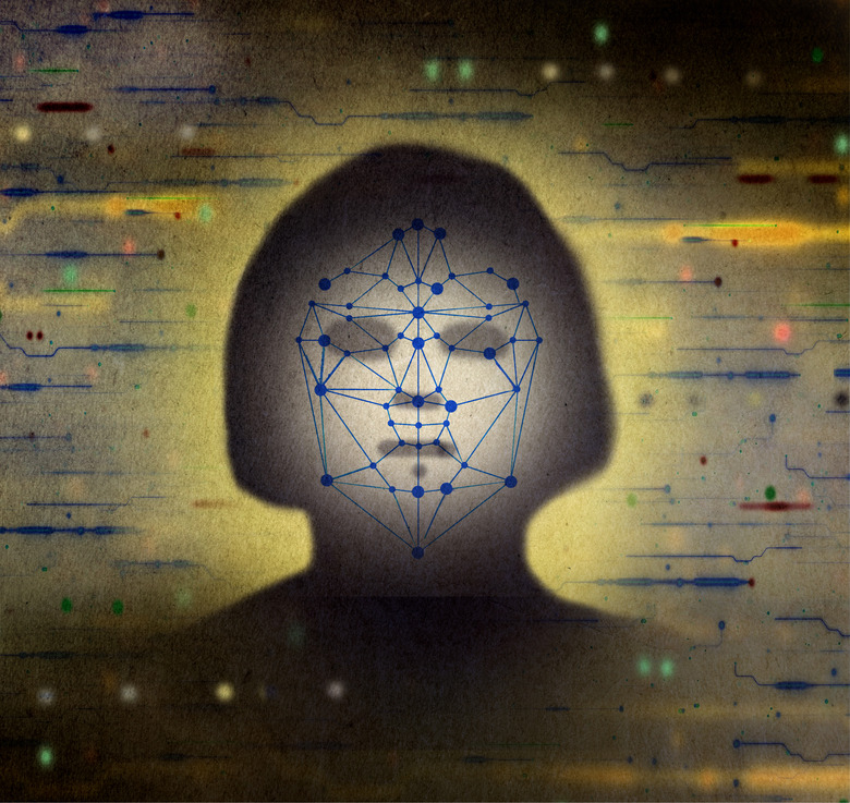 AI facial recognition technology on face