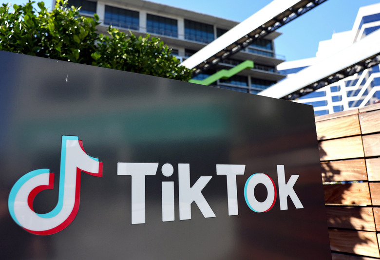 CULVER CITY, CALIFORNIA - DECEMBER 20: The TikTok logo is displayed outside a TikTok office on December 20, 2022 in Culver City, California. Congress is pushing legislation to ban the popular Chinese-owned social media app from most government devices. (Photo by Mario Tama/Getty Images)