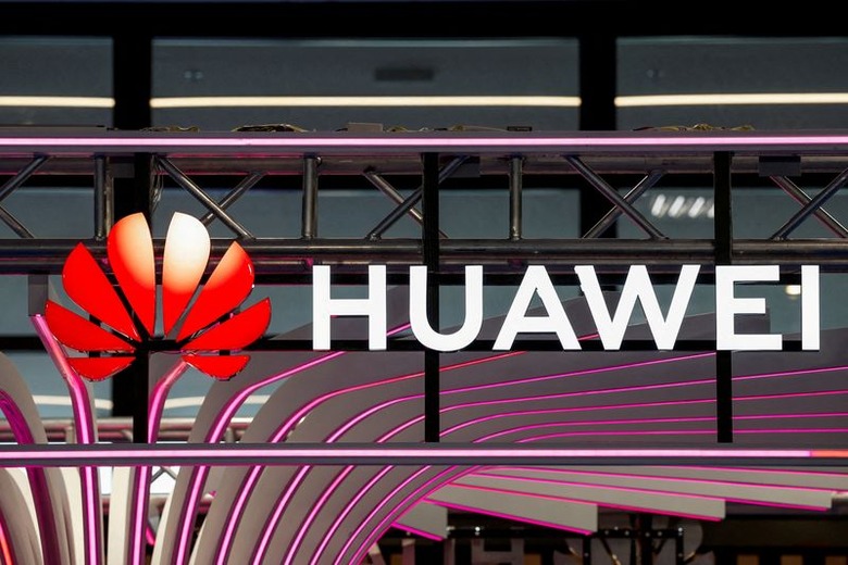 FILE PHOTO: A logo for Huawei is seen during the KubeCon + CloudNativeCon Europe in Paris
