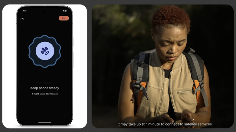 Someone finding a satellite for the Pixel 9's Satellite SOS feature.