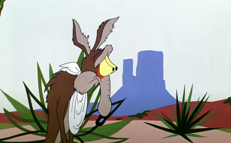 Wile E. Coyote looking sadly off-screen.