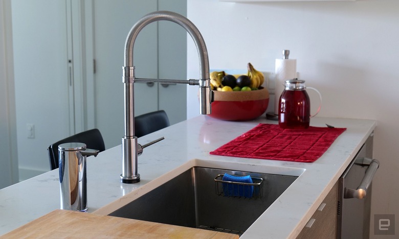 Delta's Trinsic Pro faucet with touch-sensitive Touch2O technology. 
