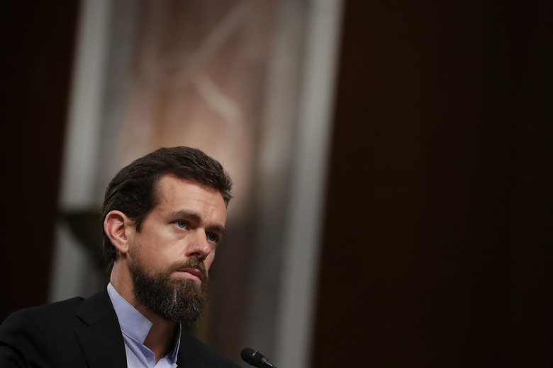 WASHINGTON, DC - SEPTEMBER 5: Twitter chief executive officer Jack Dorsey testifies during a Senate Intelligence Committee hearing concerning foreign influence operations' use of social media platforms, on Capitol Hill, September 5, 2018 in Washington, DC. Twitter CEO Jack Dorsey and Facebook chief operating officer Sheryl Sandberg faced questions about how foreign operatives use their platforms in attempts to influence and manipulate public opinion. (Photo by Drew Angerer/Getty Images)