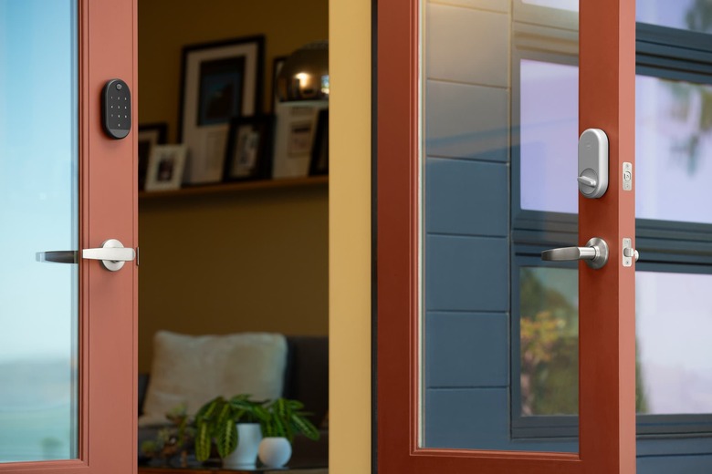 Picture of two doors with a smart lock and keypad attached