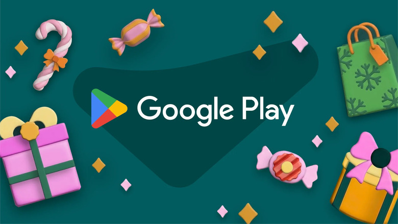 A Google Play banner with presents and gifts bags.