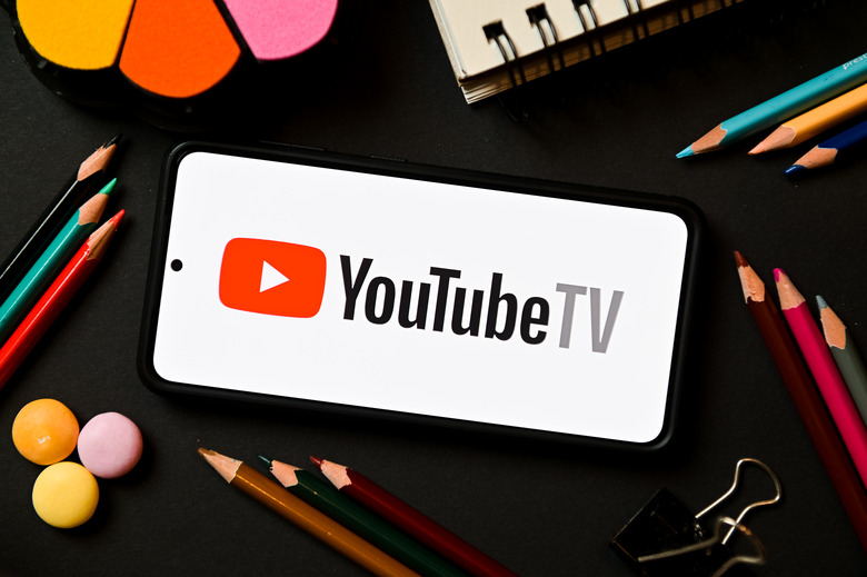 POLAND - 2022/12/17: In this photo illustration a YouTube TV logo seen displayed on a smartphone. (Photo Illustration by Mateusz Slodkowski/SOPA Images/LightRocket via Getty Images)