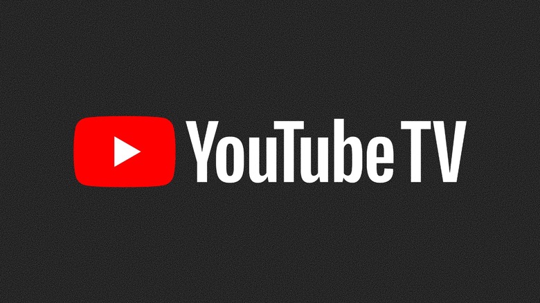 The YouTube TV logo on a charcoal gray grainy background
