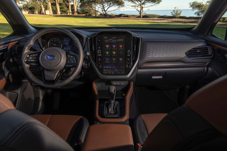 A side by side comparison of the 2015 Subaru Forester interior and the 2025 Forester interior